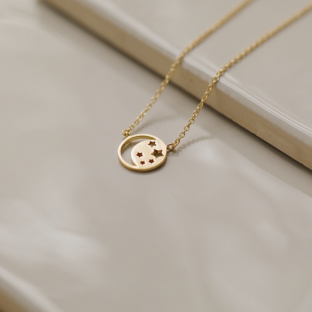 Celestial Moon & Stars Necklace | 14k Gold Plated - Picture 3 of 7